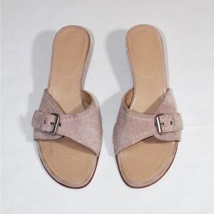 J.Crew Kitten Heel Slip-On Sandals in Blush Suede